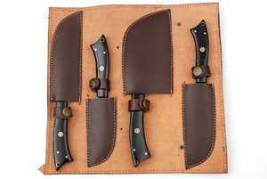 Vente en gros, ensemble de couteaux de cuisine japonais 4 pièces en acier damas fait main personnalisé, ensemble de couteaux de chef avec manche en micarta - Product Image 4