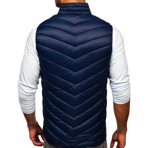 Venta al por mayor sin mangas acolchado personalizado chaleco de alta calidad por encargo del cuello del soporte cremallera Puffer Chaleco de poliéster hombres chaleco acolchado - Product Image 2