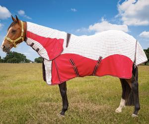 Couverture anti-mouches respirante de qualité supérieure pour chevaux avec cache-cou amovible - Protection UV et anti-insectes - Couverture de protection en maille pour chevaux - Product Image 1