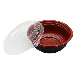 22oz Black/Red Disposable <b>Bowl</b> PP Container - Product Image 2