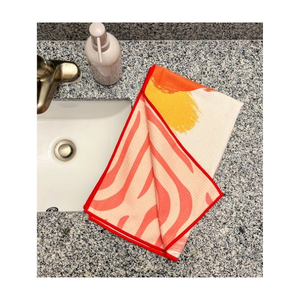 ผ้าขนหนูผ้าฝ้ายออร์แกนิกย้อมย้อมย้อมแบบดิจิทัลผ้าเช็ดจานปักด้วยมือขนาด45X65ซม. ป้องกันการเกิดเป็นก้อนนุ่มดูดซับในห้องครัวจำเป็น - Product Image 5