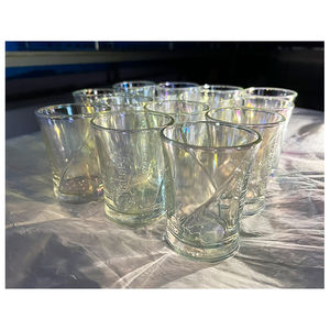 Vaso de chupito iridiscente con revestimiento brillante, mini vaso decorativo para bar, cristalería elegante con degradado de color - Product Image 1