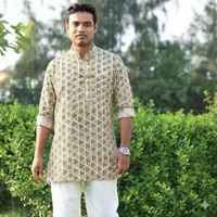 Chemise homme en coton, motif floral ethnique indien imprimé numériquement, travail artisanal, lavable, longueur standard, pour mariage d'été, entièrement cousue, prête à porter, coupe classique