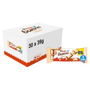 Barre de chocolat blanc Kinder Bueno originale 39g, crème au lait et noisettes, collation en gros, bonbons, vente au détail, exportation, offre spéciale - Product Image 1