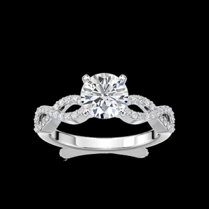 แหวนหมั้นเพชรทรงกลม 1.30 กะรัต ผลิตในห้องปฏิบัติการ ดีไซน์ขาแหวนบิดเกลียวประดับเพชรแบบปาเว่ ทองคำแท้ 14K - Product Image 1