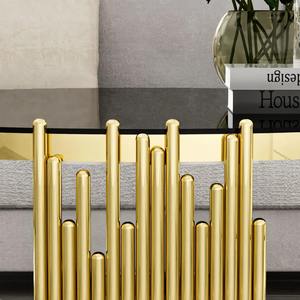 Living Room Furniture Modern Eco-Friendly <b>Gold</b> Stainless Steel Glass <b>Round</b> Coffee <b>Table</b> Luxury - Product Image 3
