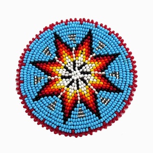 Parche turquesa con cuentas de estrella de la mañana, parches con cuentas de perlas, abalorios étnicos, parches artesanales nativos, bordado personalizado - Product Image 1
