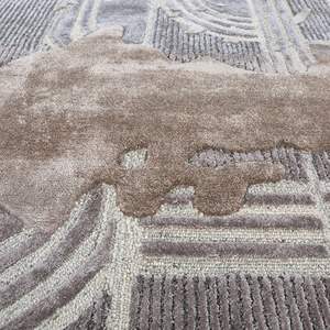 Shahkar Luxury Wool Rugs New Arrival Hand Tufted <b>Large</b> Abstract Design High-Low Cut/Loop Modern for Dining Office Door Cut Pile - Product Image 2