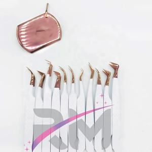 RMI Super producto Pinzas para pestañas Punta de color de plasma de oro rosa/Color blanco recubierto de polvo y espejo de pestañas Conjunto de color oro rosa - Product Image 2