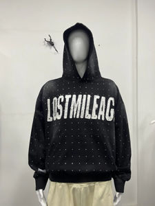 Sudadera con Capucha Personalizada al por Mayor con Pedrería, Diseño de Calavera, Cierre Completo, Sudaderas con Pedrería Personalizadas - Product Image 4