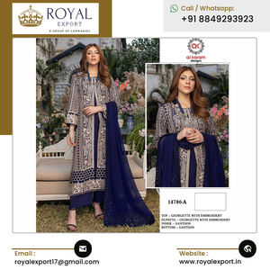 Made in India lanza nueva ropa étnica india Heavy Georgette Plazzo Set con Secuencia y bordado de trabajo - Product Image 2