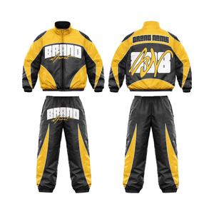 Ensemble coupe-vent OEM personnalisé en usine avec logo brodé réfléchissant, veste légère en polyester/nylon zippée, grande taille, imperméable - Product Image 1