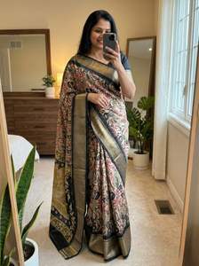 ผ้าไหมโดลาแท้สำหรับทำชุดอินเดีย พร้อมขอบปักดิ้นทอง สำหรับผู้หญิง มีสินค้าพร้อมส่ง - Product Image 2