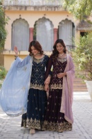 Boutique indienne Designer Party Wear Kurti Plazoo Dupatta Set Party Wear Dernière collection exclusive de vêtements ethniques