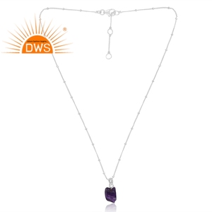 Latest Selling 925 Sterling Silver Natural Amethyst Gemstone Pendant Necklace Custom Jewelry Manufacturer - Product Image 4