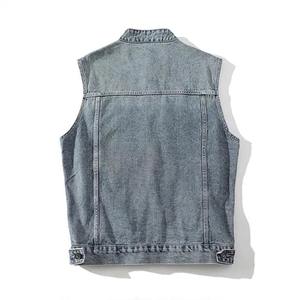 Oem Premium 2025 New High Quality Design Retro Men <b>Slim</b> Denim <b>Vest</b> Jacket Sleeveless Jean <b>Vest</b> Casual Denim <b>Vest</b> - Product Image 2