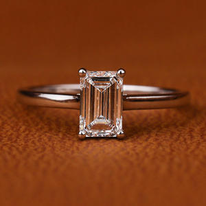 Luxurious Emerald Cut Lab Grown Diamond <b>Solitaire</b> Engagement <b>Ring</b> 18K Solid Gold Plated IGI Certified Women's Fine Gift <b>Ring</b> - Product Image 1