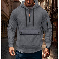 Sweat-shirt à capuche oversize en polaire pour homme, demi-zip, épais, style streetwear, avec poche kangourou, décontracté, pour l'hiver, motif 3D