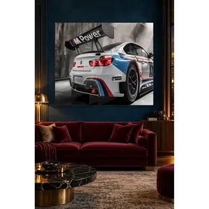 Impression sur toile de voiture de course BMW blanche à ailes Fida M Power - Product Image 5