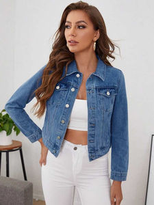 แจ็กเก็ตยีนส์สำหรับผู้หญิงเสื้อคลุมยีนส์มีกระดุมแบบลำลองสำหรับผู้หญิงเสื้อแจ็กเก็ตผ้าเดนิมสำหรับฤดูใบไม้ร่วง - Product Image 6