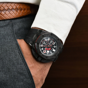 Montre de sport chronographe pour hommes de haute qualité boîtier octogonal noir cadran multiple Quartz mode Streetwear bracelet en caoutchouc étanche - Product Image 6