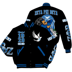 Zeta Phi Beta 1920 azul blanco hermandad ZPB Greek Life Varsity Letterman chaqueta Chenille Patch Founders Edition - Product Image 3