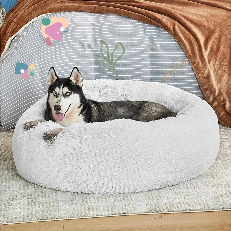 OEM tempat tidur hewan peliharaan lembut, tempat tidur anjing lembut dapat dicuci Dropshipping Sofa anjing ekstra besar tempat tidur kucing bulat