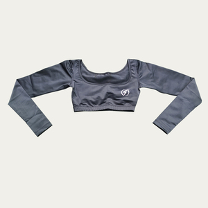 เสื้อครอปสำหรับเล่นโยคะของผู้หญิงแขนยาวผ้าเจอร์ซีย์แห้งเร็วผ้าสแปนเด็กซ์/ โพลีเอสเตอร์สำหรับฤดูร้อน2024 - Product Image 1