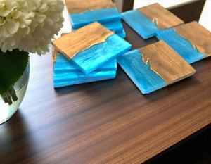 Juego de Posavasos de Resina y Madera con Diseño de Remolino, Cuadrados, Resistentes al Calor, Hechos a Mano, para Decoración de Mesa de Cafetería, Bar, Regalo, Artículo al por Mayor - Product Image 4