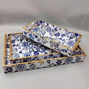 <b>Promotion</b> Gifts Wholesale Customized Coffee Tea <b>Table</b> Serving Platter Gold Color Wood Bamboo Tray Large Serving Tray with Handle - Product Image 3