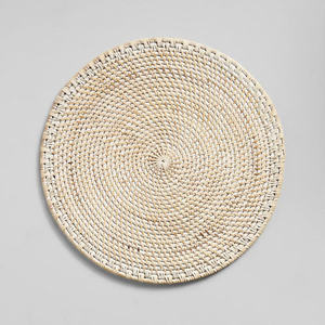 Customized <b>White</b> Wash Rattan <b>Placemat</b> For Minimalist Dining Table Decoration Boho Style Natural Rattan <b>Placemat</b> - Product Image 2