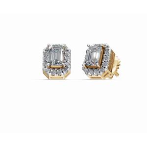 Pendientes de Diamantes con Halo de Esmeralda y Oro de 9 Quilates de Primera Calidad, Joyería Cultivada en Laboratorio, Proveedor Mayorista B2B OEM para Exportación - Product Image 1