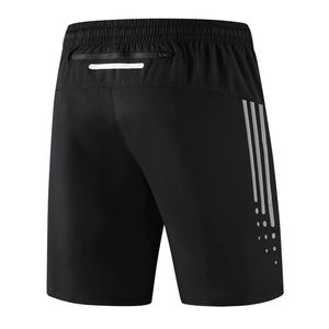 กางเกงกีฬาวิ่งกลางแจ้งลำลองระบายอากาศดีเอวกลางผ้าไหมเรืองแสงมีกระเป๋าโพลีเอสเตอร์สีทึบมีซิปกางเกงขาสั้นแฟชั่น - Product Image 2