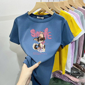 เสื้อครอปเซ็กซี่ลำลองสำหรับผู้หญิงเสื้อยืดเด็กสีขาวแขนสั้นพร้อมดีไซน์ว่างเปล่าผ้าถักสไตล์วินเทจสำหรับงานปาร์ตี้เครื่องแต่งกายแนวสตรีท - Product Image 2