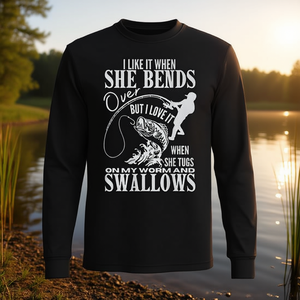 Maglietta da pesca a maniche lunghe I Like IT When She Bends Over ma I Love IT Back Promotional Polo Shirts - Product Image 3