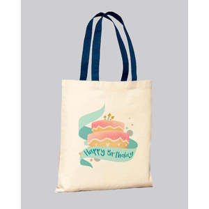 Sacs fourre-tout personnalisés bleu marine/naturel avec logo promotionnel, design bicolore lavable - Product Image 1