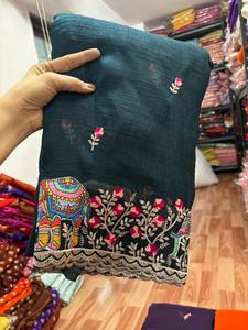 Sari de Mujer, Suave y Texturizado, con Bordado Completo y Blusa a Juego, Hecho en India, Disponible en Stock - Product Image 2