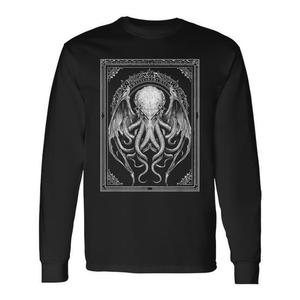 T-shirt promozionale a maniche lunghe con simbolismo Cthulhu Lovecraftiano - Product Image 1