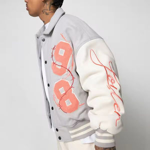 Vestes d'université OEM grande taille pour hommes vente en gros de veste d'université vierge veste de baseball Letterman unie pour hommes - Product Image 5