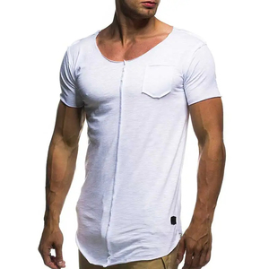 Custom Logo Men's Fitness Slim T-<b>Shirt</b> Fashion <b>Patchwork</b> Design Cotton Summer Casual Short Sleeve - Product Image 6