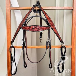 Vente en gros en vrac Ensemble de serre-tête et collier de poitrine en cuir usiné à la main de qualité supérieure - Product Image 1