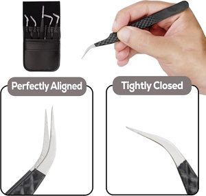 Pinzas de Acero Inoxidable de Alta Precisión Probadas a Mano para Pestañas, Cepillo Spoolie, Pinzas Negras para Volumen y Aislamiento, OEM, Personalización, Marca Privada - Product Image 2