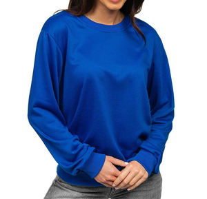 Solid plain blue color sweatshirt skinny fit size high quality fashion customized logo long sleeve sweatshirt - Product Image 1