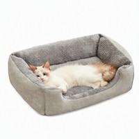 Coussin carré en peluche pour chat et chien, lavable, douillet, chaud et antidérapant pour petits et moyens animaux