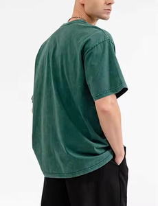 T-shirts de haute qualité délavés à l'acide 100% coton pour hommes T-shirts à épaules tombantes surdimensionnés respirants OEM avec logo personnalisé - Product Image 4