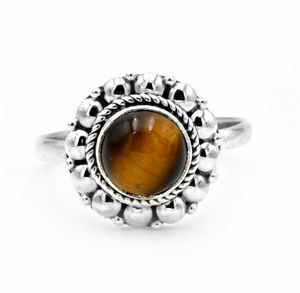 Bague en argent sterling 925 faite à la main unisexe forme ronde oeil de tigre naturel pierre précieuse fabricant prix-bijoux fins en gros - Product Image 3