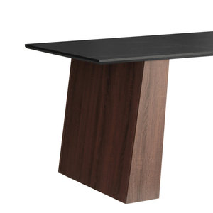 Factory Direct Modern Particle Board Dining <strong>Table</strong> with <strong>Marble</strong>-Effect <strong>Top</strong> and Hidden Storage Shelves - Product Image 3