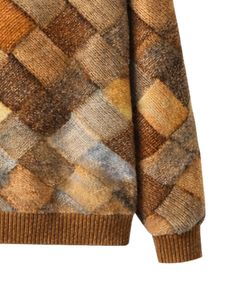 Custom Premium Women Turtleneck Patchwork Knit Sweater Soft Warm Winter Pullover Casual Fashion Top <b>Brown</b> Beige Blue Multicolor - Product Image 6