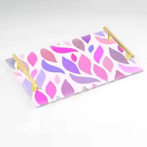 Plateau de service de mariage moderne et durable pour hôtel, restaurant, utilisation légère, métal/marbre/bois, décoration de table - Product Image 3