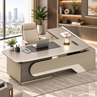 Table de bureau exécutive moderne avec design incurvé pour espace de travail privé, mobilier commercial
